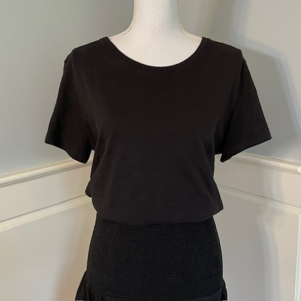 Nation LTD 100% Cotton Smocked Mini Dress Kacy Combo Black Medium - Picture 4 of 8